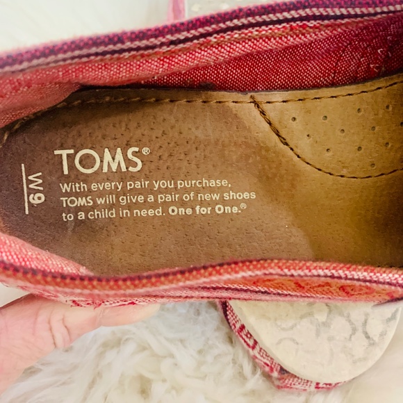 TOMS Women's Classic Tribal Red Slip On Size 9 - Picture 5 of 8